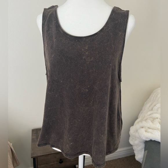 HOLLISTER | Acid Wash Dark Grey Black Tank Top Open Back - Picture 1 of 5